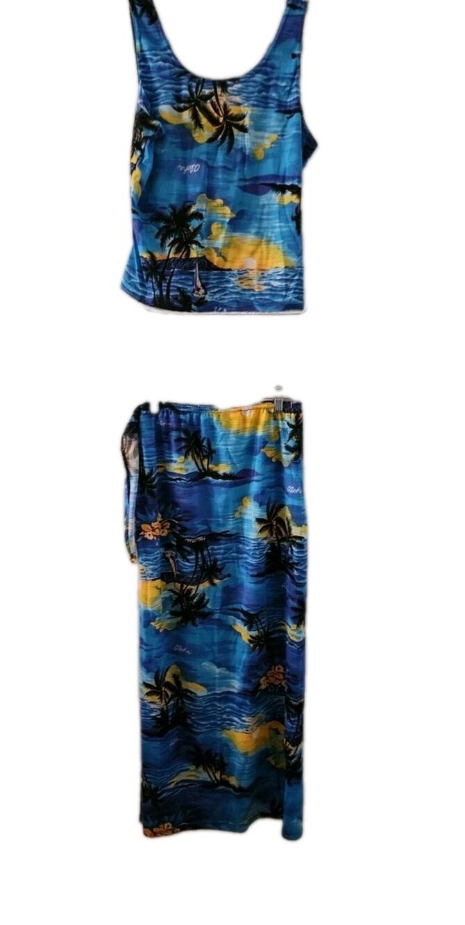 Kisses and Hugs Hawaiian 2 Piece (Wrap-Around Skirt and Top) Fits like M